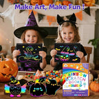 ZMLM Scratch Paper Art Craft: 2 Pack Rainbow Scratch Set for 3 4 5 6 7 8 9 10 Years Old Girls Boys Students Drawing Coloring Black Magic Art Supplies Kits Gifts School Birthday Party Toys(Halloween)