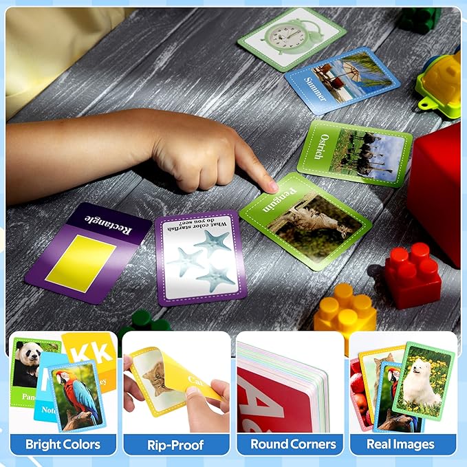 Flash Cards for Toddlers 1-3, Alphabet ABC Flash Cards,Letter Number Animal Shape Color, First Words Flashcards,Educational Toy for Baby Kid Preschool Toddler Learning Activities,60 Double-Sided Cards
