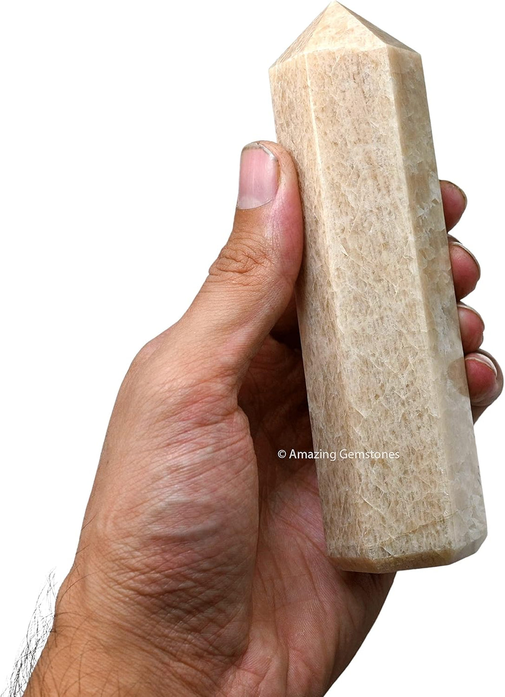 Amazing Gemstone Large Cream Moonstone Crystal Towers ~ Natural Healing Crystal Point Obelisk for Reiki Healing and Crystal Grid (5.5 to 6 INCH)