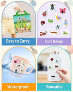 Benresive Reusable Sticker Book for Toddlers 2-4 Years, Fun Travel Stickers for Kids, Waterproof Sticker Books for Toddlers 1-3, Crafts Activities for Todddlers 1-3 2-4 3-5 - Insect