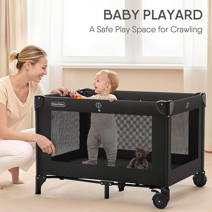 4-in-1 Baby Bassinet with Playard, Sleeper Nest, Changing Table, Mosquito Net & Canopy, Storage and Toys for Newborn to Toddler