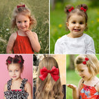 18pcs Red Hair Bows for Girls.Alligator Hair Clips,Hair-ties,Snap Clip Hairpins.Handmade Hair Accessories for Girls Gift Set