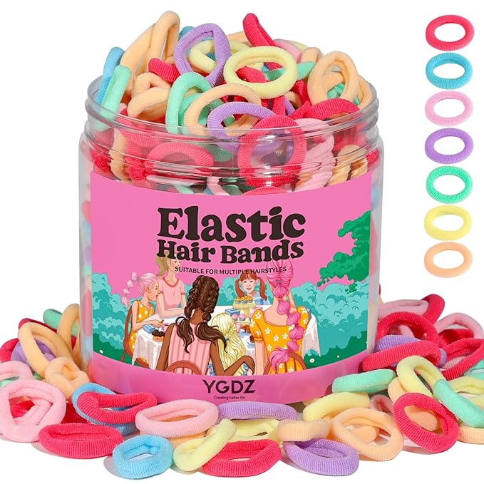 YGDZ Baby Hair Ties, 300pcs Elastic Toddler Hair Ties for Little Girls Kids, Small Mini Hair Bands Soft Ponytail Holders Hair Accessories, Multicolor