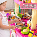 Pretend Play Kitchen Toys for Kid Ages 2-6 4-8, 2 Sided Kitchen Toys with Light, Sound and Spraying, Sink Toy Accessories, Cooking Stoves, Food Toys for Toddlers 1-3 3-5 Boys Girls 6-12 (Pink)