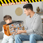 Kids Tool Set with Portable Tool Box & Electronic Toy Drill, Toddler Tool Set,Tool Play Toys Construction Tools for Kids Ages 3 4 5 6, Christmas & Birthday Gifts for Boys