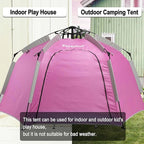 Portable Hexagon Kids Play Tent with LED Strip Lights Indoor Children Play House Easy Set-up Space Dream Tent for Night 4-5 Person & Birthday Gifts