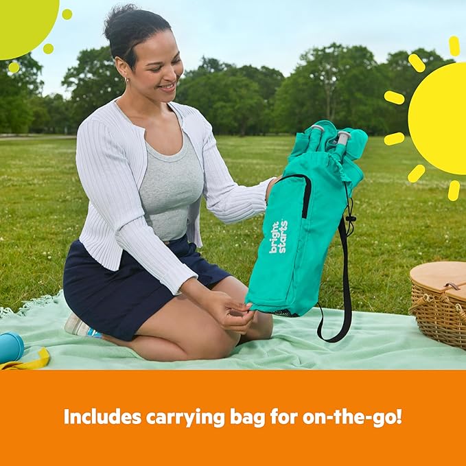 Bright Starts Pop 'N Sit Portable Booster, Indoor/Outdoor Use, Floor Seat with Feeding Tray, Teal, 6 Mos - 3 Yrs