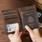 Polare Luxury RFID Blocking Leather Passport Holder Travel Wallet For Men and Women (Dark Brown Compass)