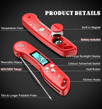 DOQAUS Digital Meat Thermometer, Instant Read Food Thermometers for Cooking, Kitchen Probe with Backlit & Reversible Display, Wide Temperature Range for Turkey, Grill, BBQ, Baking, Bread, Sourdough