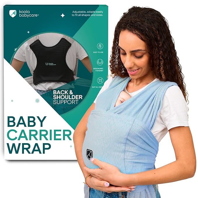 Koala Babycare Baby Carrier Wrap, Easy to Wear As a T-Shirt - Original Baby Carrier Newborn to Toddler - Sling One Size Fits All - Baby Wraps Carrier Up to 22lbs
