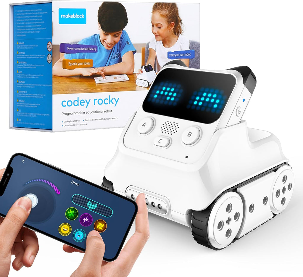 Makeblock Codey Rocky Interactive Emo Robot, Coding for Kids 8-12, STEM Toys Support Scratch Python Programming, Smart Robotics Gift for Kids 6+