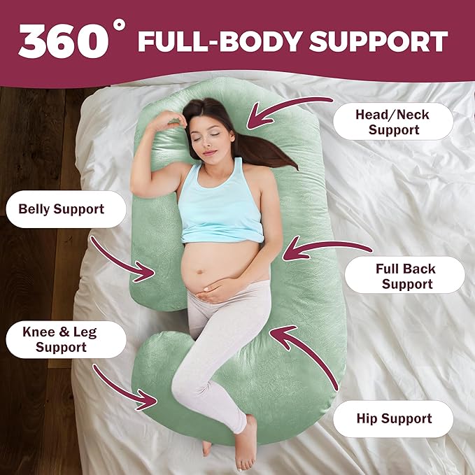 PILLANI Pregnancy Pillows for Sleeping - V C U Shaped 57inch Full Body Pillow with Removable Washable Cover, Cooling Maternity Pillow for Pregnant Women, Support for Back Belly Legs Hip