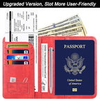 Passport Holder Cover Wallet Travel Essentials Leather Rfid Blocking Case Vacation Luggage Must Haves Travel Accessories for Men Women (116#Red)