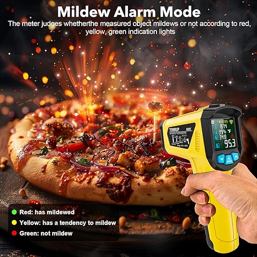 Infrared Thermometer Temperature Gun,-58°F to 1472°F Non Contact Digital IR Laser Thermometer Temp Gun with Probe & Humidity Measurement for Cooking,Griddle,Engine,HVAC,Adjustable Emissivity