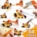 KIDWILL Wooden Tool Bench for Kids, 54-Piece Kids Tool Set with 2-in-1 Workbench & Take-Along Tool Kit, STEM Educational Toy Tools for Kids Ages 3 4 5 6 7 8 Years Old, Boy Toys