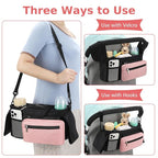 Accmor Universal Stroller Organizer with Insulated Cup Holder Detachable Phone Bag and Shoulder Strap,Stroller Bag Caddy Organizer Fits for Uppababy, Baby Jogger, Britax Strollers