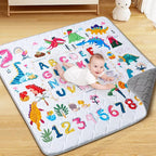 Baby Play Mat - Thicken 50x50 Inch Soft Foam Crawling Mat for Playpen & Floor, Non-Slip Waterproof Playmats for Infants & Toddlers, Portable Foldable & Machine Washable, Dinosaur & Letters