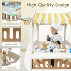 41.3" x 31.4" x 29" Kids Cottage Playhouse, Indoor/Outdoor Toddler Playhouse with Working Doors, Worktop & Basketball Hoop, Durable Plastic Playset for Kids Ages 1+ Years Old