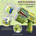 Jasny 2 Pack Bubble Guns for Kids, LED Light Up Rechargeable Bubbles Machine Blower with 2 Bottles Refill Solution for Toddlers 4-8, Wedding Birthday Gift