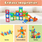MAGBLOCK 85Pcs Marble Run Magnetic Tiles Toy Building Blocks STEM Educational Child Brain Development Kit Magnet Construction Toys for Boys Girls Kids Age 5 6 7+ Years Old