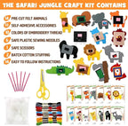 CiyvoLyeen Safari Jungle Animals Sewing Craft Kit DIY Kids Craft and Sew Set for 7 8 9 10 11 12Girls and Boys Educational Beginners Sewing Stuffed Animal Felt Plush Ornaments Set of 14