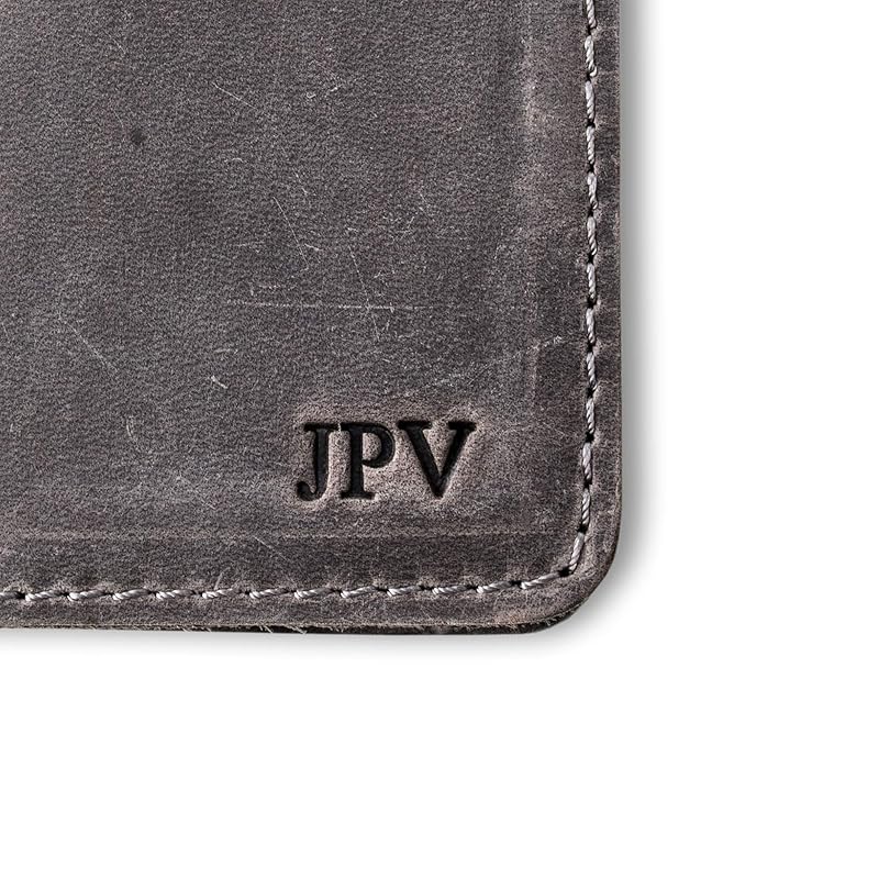 PEGAI Personalized Leather, Passport Holder For Travel | Handmade Passport Wallet Cover Case | Travel Document Holder, Passport Cover for Men, Women, and Family | Pike (Rock Grey)