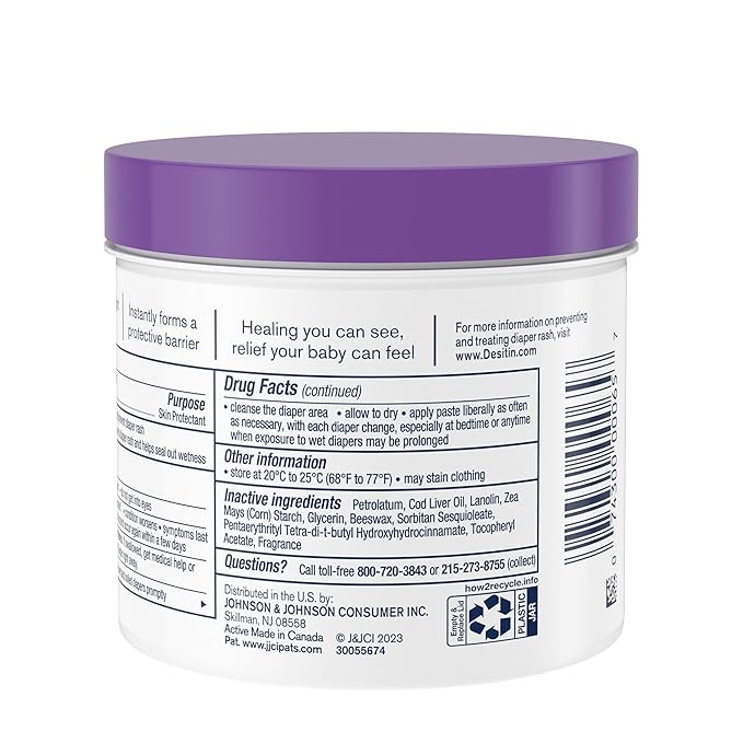 Desitin Maximum Strength Baby Diaper Rash Cream with 40% Zinc Oxide for Treatment, Relief & Prevention, Hypoallergenic, Phthalate- & Paraben-Free Paste, 16 oz (Pack of 2)