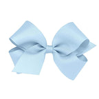 Wee Ones Girls' Plain Wrap Classic Grosgrain Hair Bows on a WeeStay No-Slip Hair Clip, Handmade, Medium, Millennium Blue