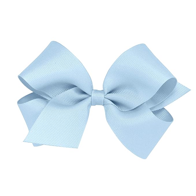 Wee Ones Girls' Plain Wrap Classic Grosgrain Hair Bows on a WeeStay No-Slip Hair Clip, Handmade, Medium, Millennium Blue