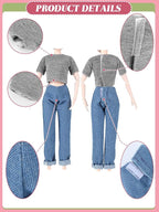 Bencailor 8 Pieces Christmas Doll Clothes for 11.5 Inch Doll Accessories Sweaters Denim Pant Summer Regular Outfit Clothing(T Shirt)