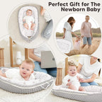 Baby Lounger - Infant Lounger Pillow for Newborn 0-24 Months, Soft, Breathable & Portable Baby Lounger Pillow for Boys & Girls, Cozy Baby Floor Seat for Home & Travel (Beige Star)