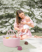 Maliton Baby Diaper Caddy Organizer, Cotton Rope Diaper Caddy Basket, Large Storage Basket for Newborn Boys and Girls, Gift for Baby Shower List, Newborn Essentials