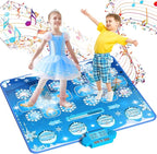 Kids Dance Mat Toys - 2-Player Dance Pad Gifts for Girls Boys Toddlers 3 4 5 6 7 8 9 + Year Old Electronic Dancing Mat Floor Games Toy with Music Light Christmas Birthday Gift (Frozen Blue)