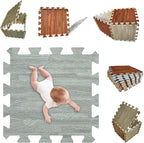 Skyweaver 12 Tiles Soft Non-Toxic Baby Play Mat for Floor EVA Foam Jigsaw Puzzle Play Mat, Interlocking Squares with 0.6inch for Babies, Toddlers & Kids Gym, Nursery, Playroom, Gray