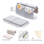 Bath Kneeler and Elbow Rest Pad, 1.75 inch Extra Thick Baby Bath Kneeling Pad and Elbow Pad for Bathtub. Bath Tub Elbow Pad with Infant Toy and Baby Accessories Organizer, Grey