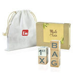 I'm Solid Wood Baby ABC Alphabet Milestone Age Blocks, Personalized Own Name, Gender Neutral, Newborn Gifts & Keepsakes for Picture Props (1.4" / 16 Pcs/Grey)