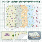 5 Pack Watercolor Dragon Pattern Baby Burp Cloths Soft Absorbent Burping Rags for Newborns 19"x9" Spit up Cloths for Boy Girl Newborn Baby Shower Registry Gifts Set Nursery Decor