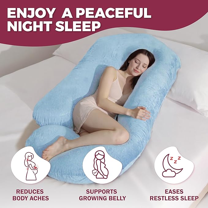 PILLANI Pregnancy Pillows for Sleeping - V C U Shaped 57inch Full Body Pillow with Removable Washable Cover, Cooling Maternity Pillow for Pregnant Women, Support for Back Belly Legs Hip