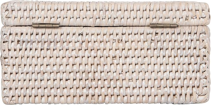 La Jolla Rattan Storage Box for Wet Wipes, Jewelery and More (White-Wash)