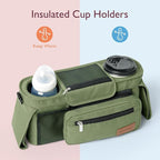 Momcozy Universal Stroller Organizer with Insulated Cup Holder Detachable Phone Bag & Shoulder Strap, Fits for Stroller like Uppababy, Baby Jogger, Britax, BOB, Umbrella and Pet Stroller