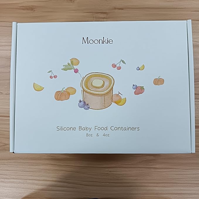 Moonkie Silicone Baby Food Containers | 8oz/4 oz Baby Food Storage Jars with Airtight Lids and A Snack Cup Lid | Freezer,Microwave and Dishwasher Safe, Reusable Baby Food Jars for Infant & Toddler