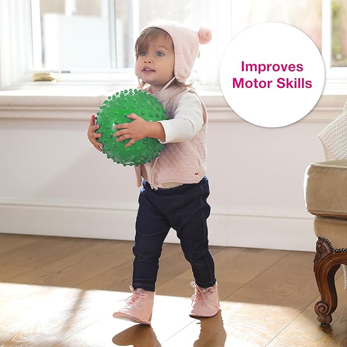 Edushape Original Sensory Ball for Baby - 7" Deflated with Pump, Green Color, Enhances Gross Motor Skills for Kids 6 Months & Up