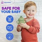 Silicone Transition Sippy Cup for 6+ month old | Includes 1 Toddler straw cup & 1 Baby Sippy Cup with Handles 5 oz | Perfect for Baby Led Weaning (Sky/Mint, 5 oz)