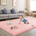 Baby Play Mat for Floor Tummy Time Mat Nursery Rug Muscle Mat Area Rug Playroom Rug Tatami Mat 4'11x3'28" Memory Foam 1.3" Thick Crawling Mat for Babies,Toddlers, Infants, Kids,Floor Mat(Pink)