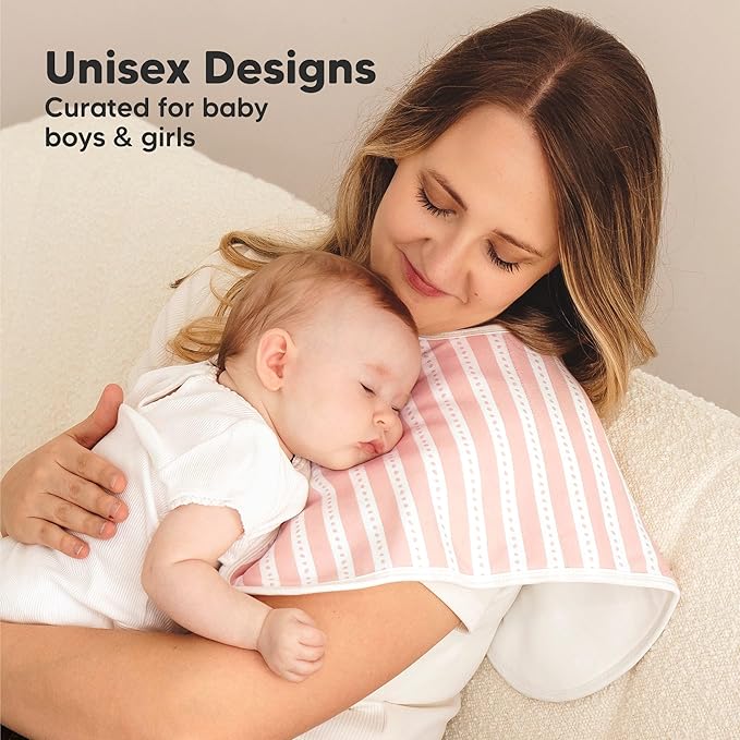 KeaBabies 4-Pack Baby Burp Cloths Baby Girl, Boy - Organic Cotton Burp Cloth, Extra Large, Absorbent, Soft Burping Cloths & Bibs Set for Babies, Newborn Burp Clothes, Thick Burp Rags (Sweet Charm)