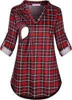 Joymom Maternity Rolled Long Sleeve Nursing Tops Tunic Blouses Breastfeeding