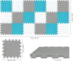 qqpp EVA Rubber 18 Tiles Interlocking Puzzle Foam Floor Mats - Baby Play Mat for Playing | Exercise Mat for Home Workout. White, Gray, Dark Green. QC-ALPb18N