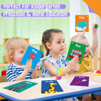 50 PCS First Word Flashcards, Double Sided Learning Cards Alphabet, Foods, Animals, Shapes, Colors, Vehicle, Body Parts with 2 Reclosable Rings, Learning Tool for Pre-K Kindergarten Toddlers