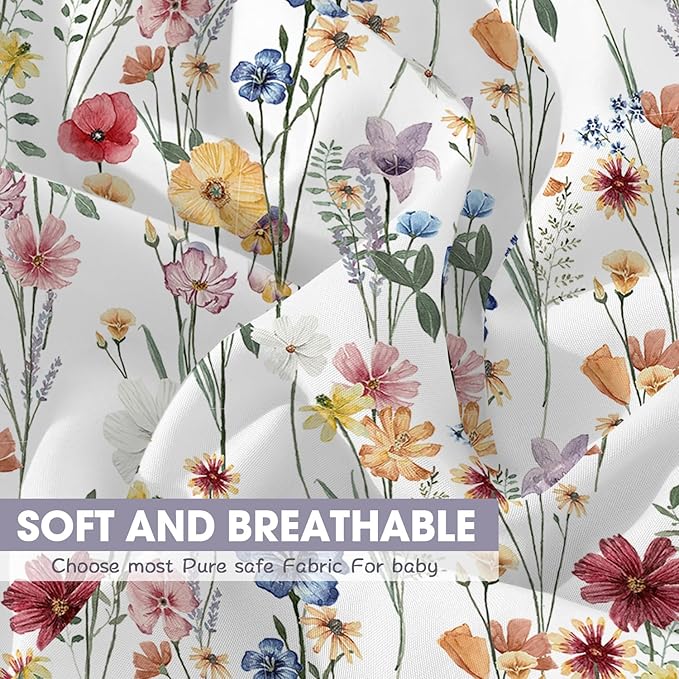 Bimocosy Crib Sheets for Girls, Fitted Crib Sheet 4 Pack for Standard Crib and Toddler Mattresses, Super Soft Breathable Microfiber Baby Sheet 28x52x8in, Butterfly/Floral/Pink/Purple