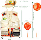 Bug Hunting Kit, Vest, Hat, Binoculars, Lg. Net, Bug Container, Whistle, Flashlight, Magnifier, Thermostat, Compass, Tweezers